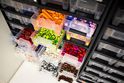 akro mils drawer by Allit© filled with Lego® with open shutters