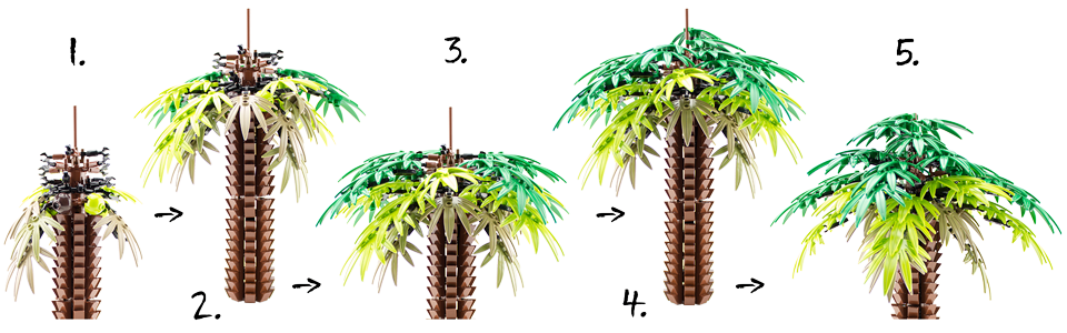 Lego® Dattel Palme - Aufbau - Blätter 